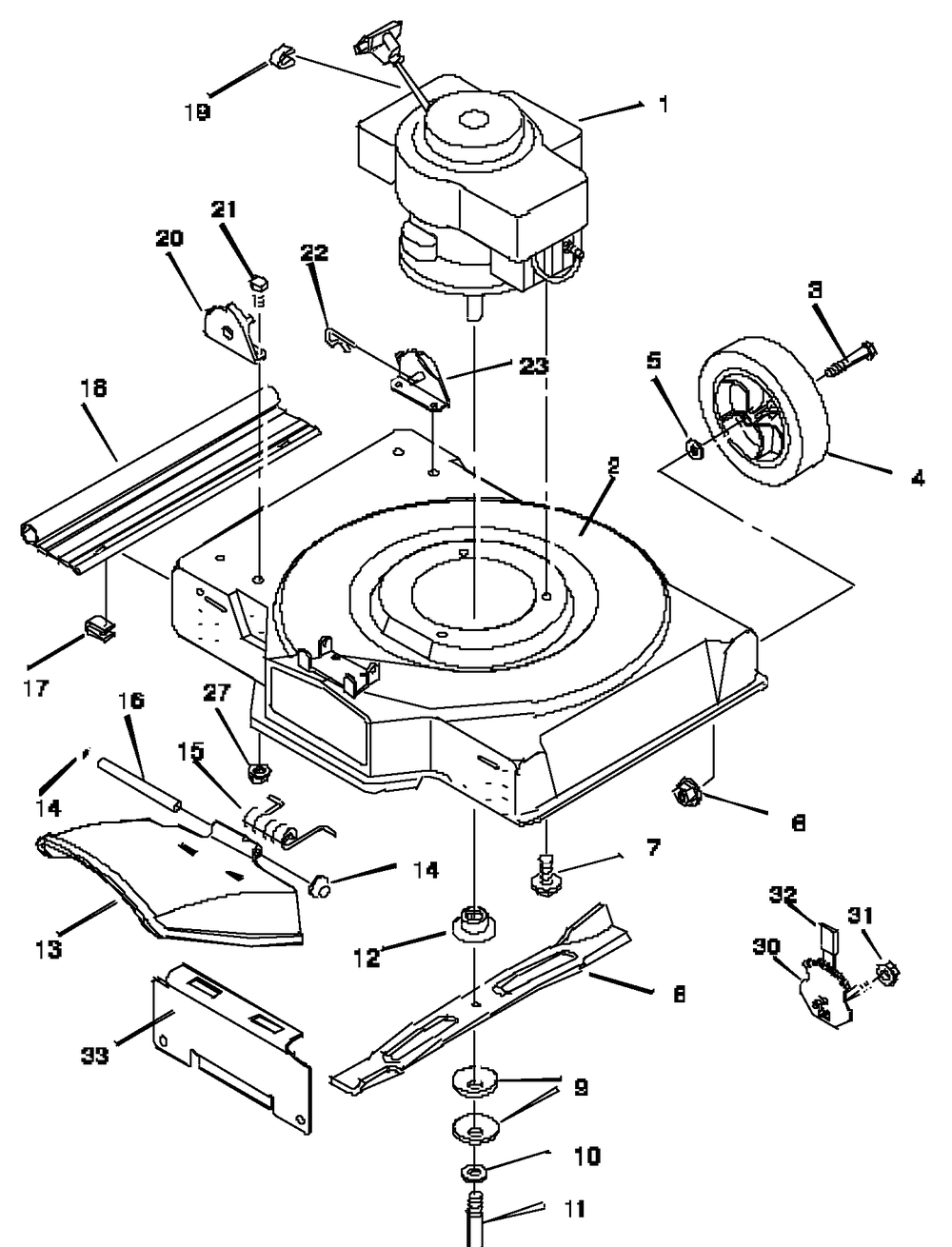 Mower Housing Assembly Diagram and Parts List for 22276C 1997 Briggs and Stratton Lawn Mower